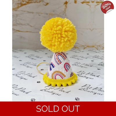 Yellow Rainbow Glitter Party DOG Hat